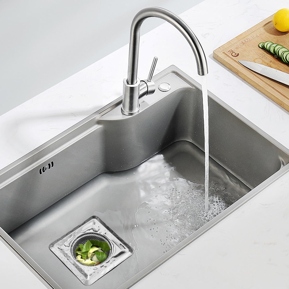 HASTHIP 2Pcs Square Stainless Steel Kitchen Strainer, Drain Filter, Wide Rim Anti Clogging Mesh Drain Filter Vegetable Hair Catcher Drain Cover, 4.3 inches Diameter (Silver) HASTHIP 2Pcs Square Stainless Steel Kitchen Strainer, Drain Filter, Wide Rim Anti Clogging Mesh Drain Filter Vegetable Hair Catcher Drain Cover, 4.3 inches Diameter (Silver)